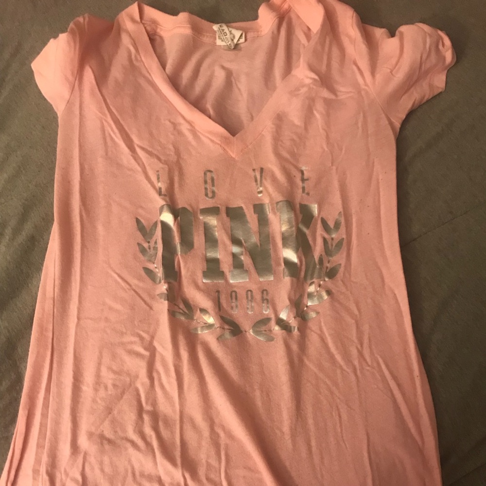 Light pink Victoria secret pink v-neck T-shirt